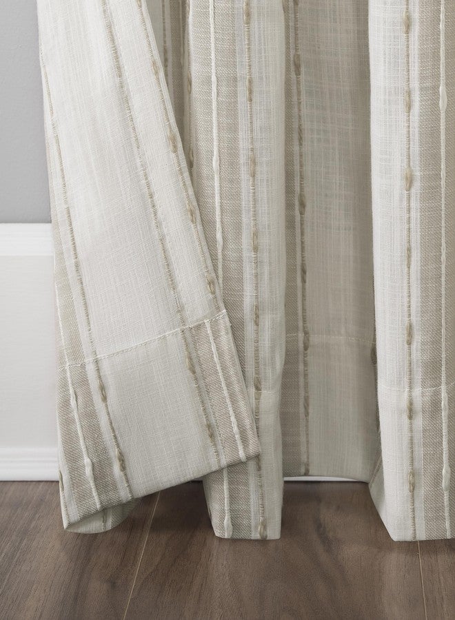 Archaeo Slub Texture Stripe Cotton Linen Curtain, 52" x 84", Linen/White - Image 5